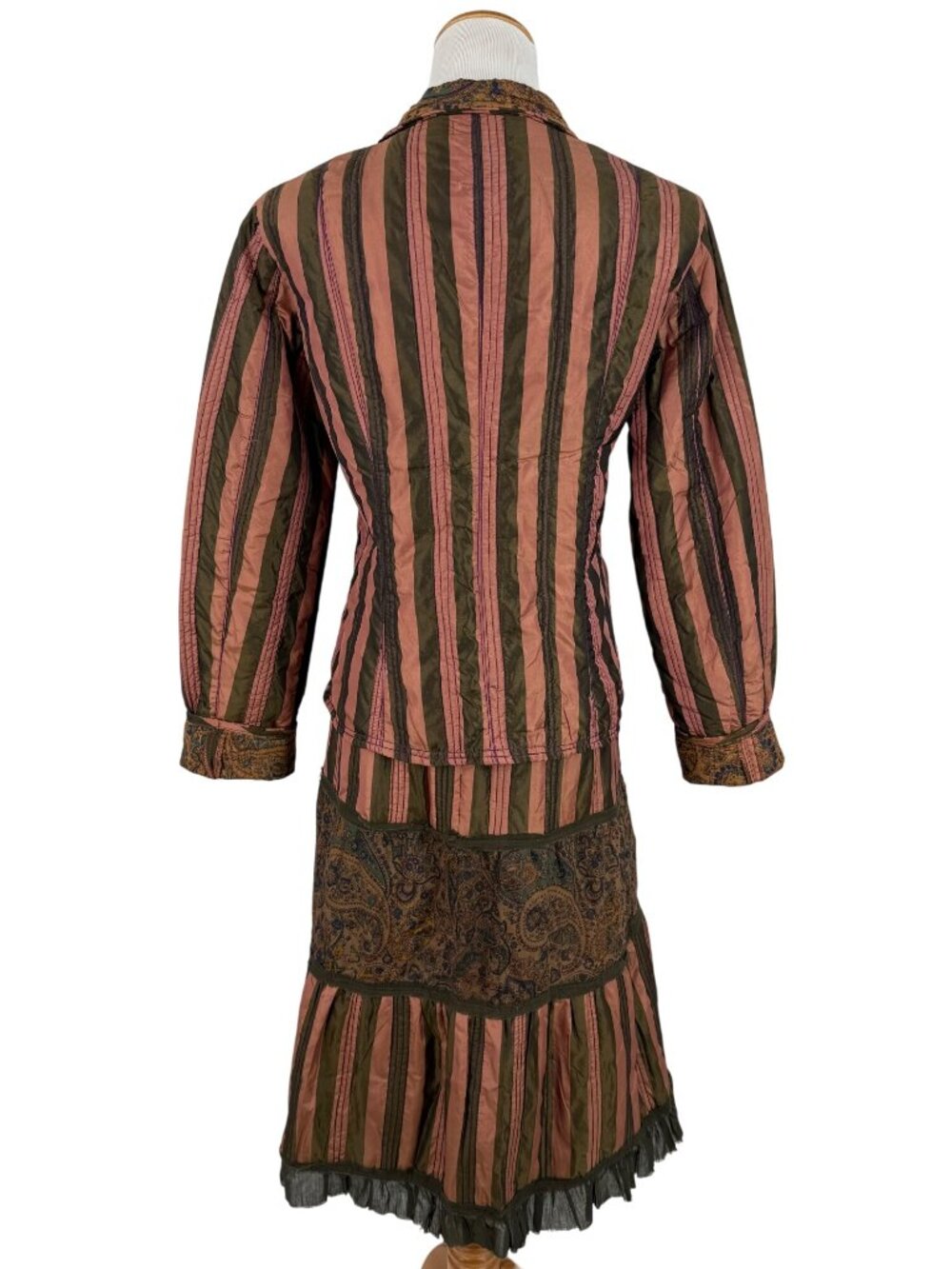 VTG 90s NWT Solstice Blazer & Tiered Skirt Set S Paisley Striped Steampunk Boho - Picture 12 of 16